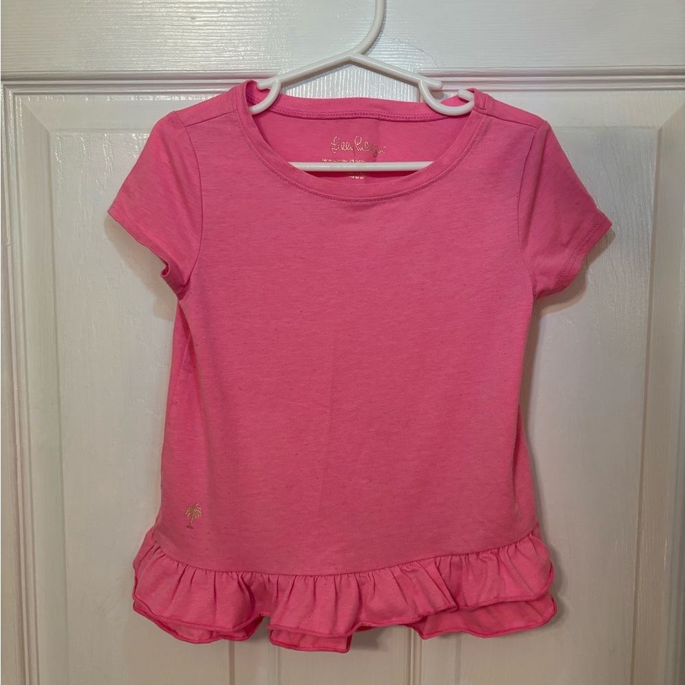 Pink Ruffle Hem Kids Shirt by Janie and Jack